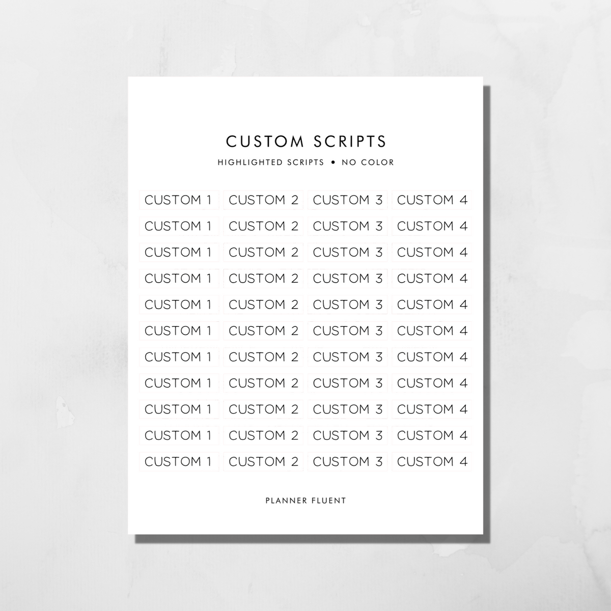 Short Highlighted Scripts - CUSTOM – PLANNER FLUENT