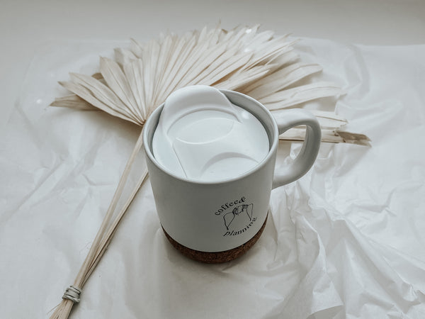 Ceramic Lidded Mug - Coffee & Planning